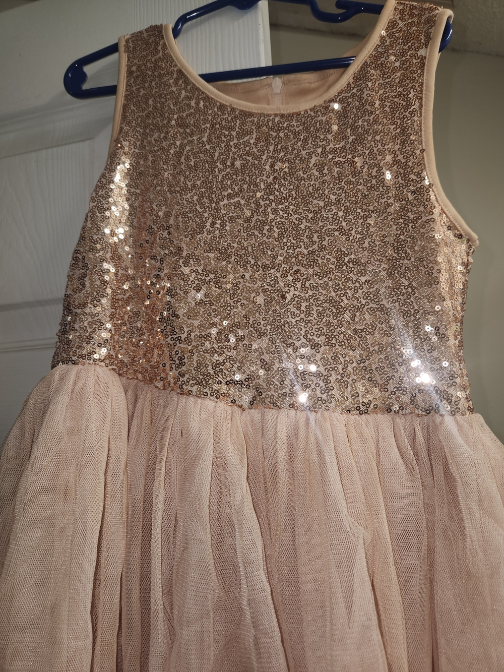 iris Girls' Sequin Tulle Formal Dress in Blush Gold